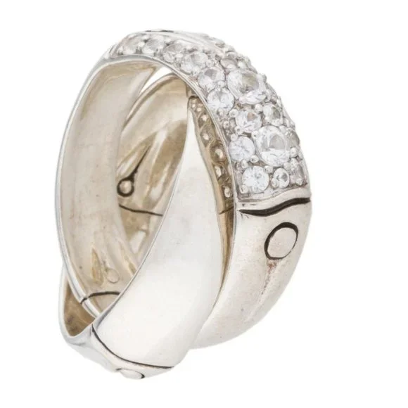 JOHN HARDY SAPPHIRE STERLING SILVER INTERLOCKING BAMBOO BAND RING